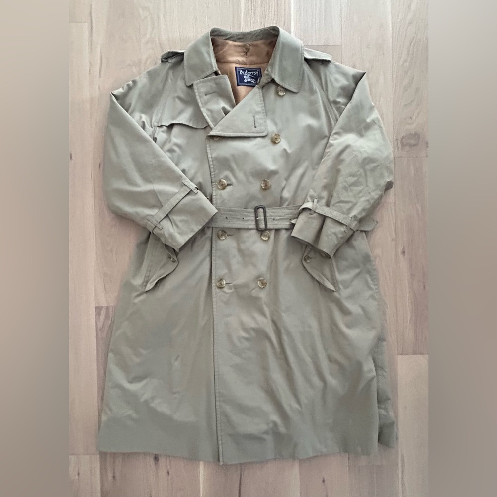 Vintage Burberry Classic House Check Lined Trench Coat with Extra Wool Liner 56R